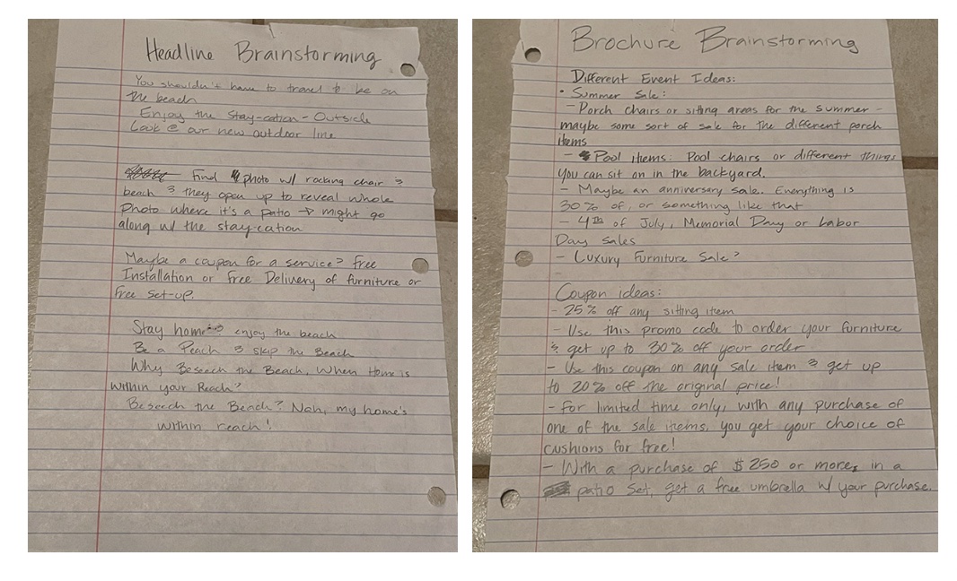 brochure brainstorming